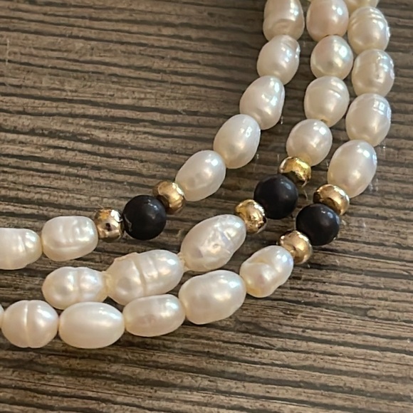 Vintage Fresh Water Pearl Memory Wire Bracelet 3 Strand - Picture 15 of 15